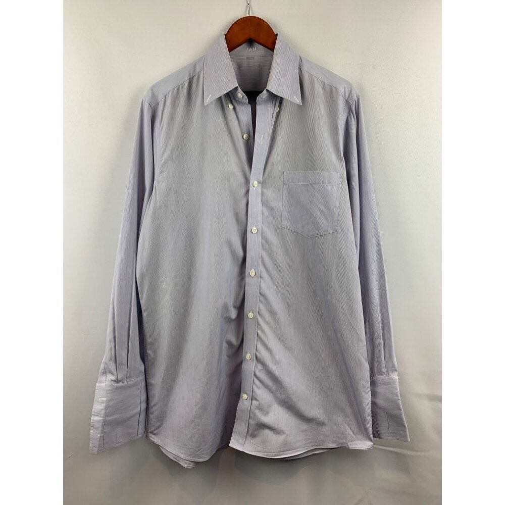 JWM Mens Long Sleeve Pinstripe Dress Shirt